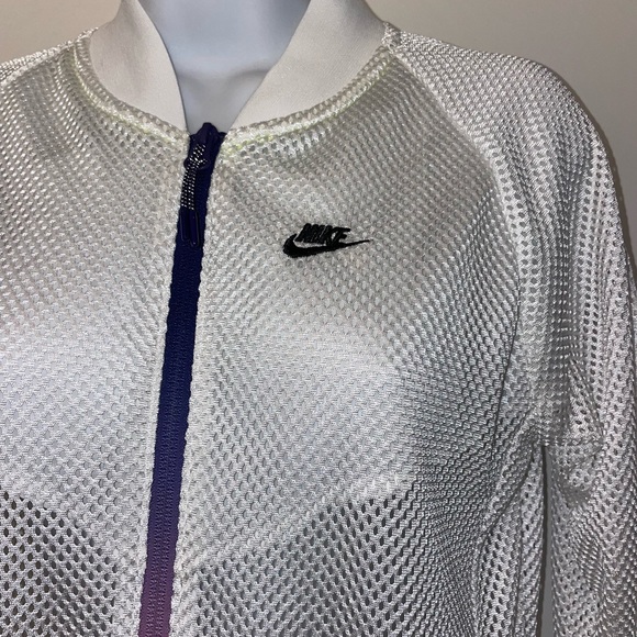 White Nike mesh zip up jacket w/ rainbow zipper - Picture 4 of 8